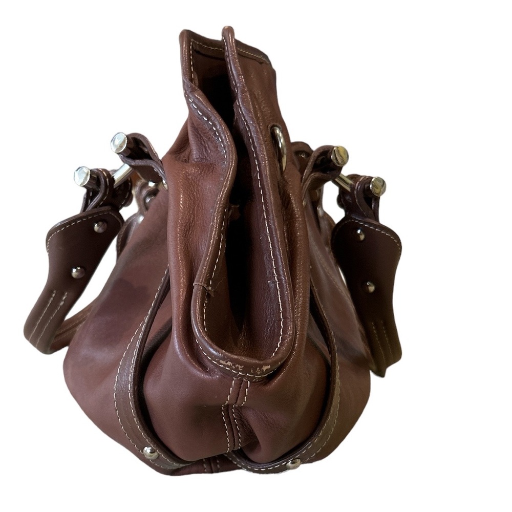 Barr + Barr Brown Leather Handbag Satchel Purse - Picture 5 of 16
